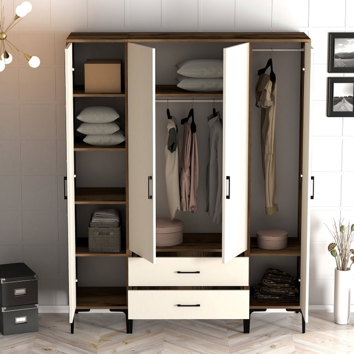 Hanah Home Kumsal PTP Armario Nogal y Crema